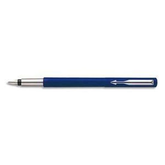 Stylo à Bille Parker Vector Spécial - Pointe Moyenne, Finition Chromée Bleue - Rechargeable, écriture Fluide