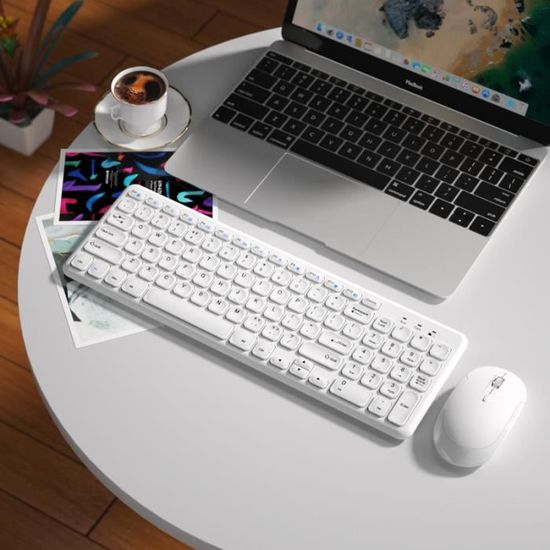 Clavier Et Souris Sans Fil 2.4G Mikinona - Design Moderne, Portée 10 M, Clavier 78 Touches, Pour PC/portable, Noir