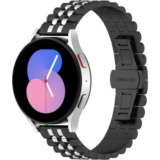 Bracelet De Montre Ajustable 20 Mm - En Acier Inoxydable Et Silicone, étanche, Noir, Neuf Avec étiquettes