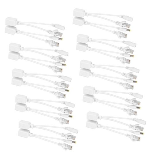 Cable Poe 10 Paires De Cables Poe Pour Caméra Ip, Adaptateur D