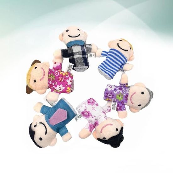 Marionnettes à Doigts Famille - Lot De 6 Peluches Colorées - Jeu éducatif Pour Enfants - Stimule L'imagination Et La Communication Parent-enfant