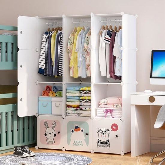 Armoire Modulable de Rangement Enfant 12 Cubes, Meuble Rangement, pour