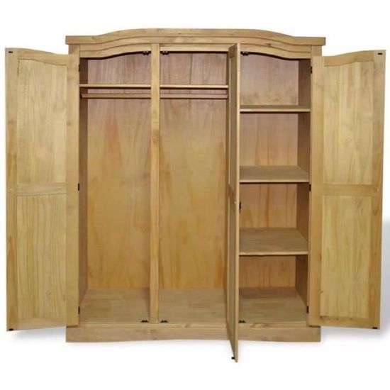 Coffre De Rangement En Pin Mexicain Style Corona - 91x49,5x47 Cm - Rustique Avec Ferrures Noires - Idéal Salon Ou Chambre