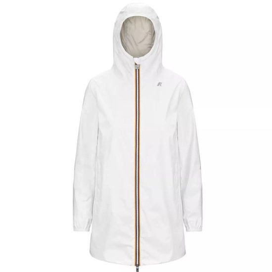 Blouson K-Way Vintage Ample – Anorak Bombers Ski Blanc Brodé Rose/jaune, Taille L