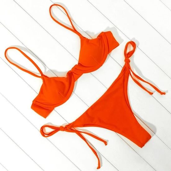 Bikini Bandeau Push Up Femme - Ensemble Deux Pièces Brésilien Taille Basse Sexy - Maillot De Bain Plage Été