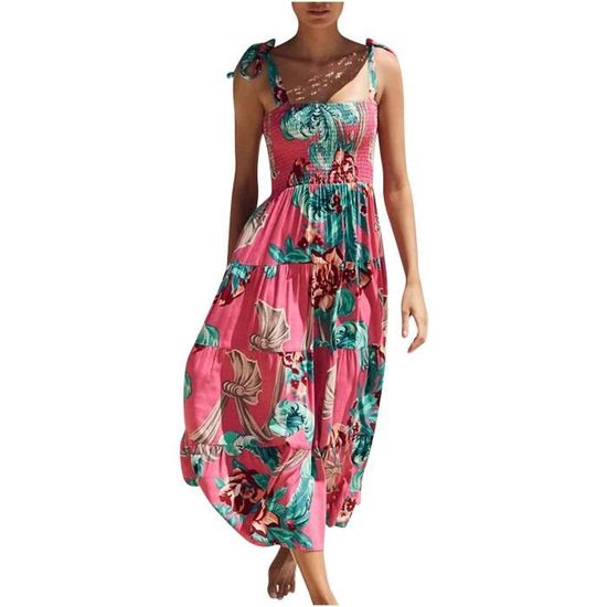 Robe Femme Sans Bretelles (strapless) - Modèle A-line, Imprimé Floral Multicolore, Taille S - Occasion Très Bon état