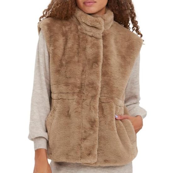 Veste fausse fourrure Beige Femme Vero Moda Poppy Beige Cdiscount Pret a Porter