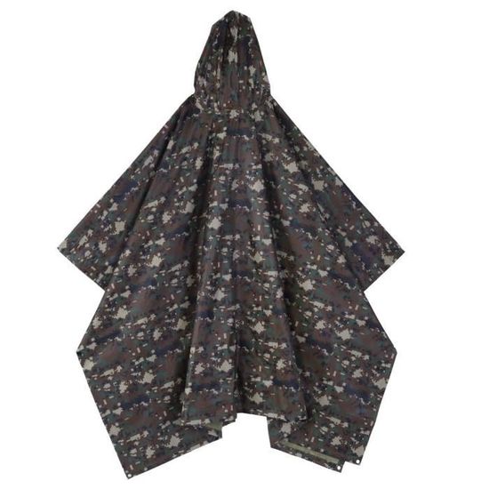 Fulenyi Poncho Imperméable Camouflage - Poncho Pluie Portable Pour Camping, Chasse, Randonnée - Avec Boucles Et Œillets