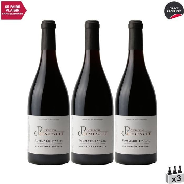 Pommard 1er Cru Les Grands Epenots Rouge 2017 - Lot de 3x75cl - Patrick Clémencet - Vin AOC Rouge de Bourgogne