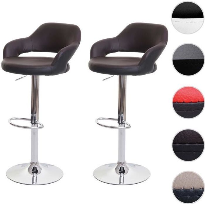 Lot De 2 Tabourets De Bar Industriel Pivotant Sur 360° Siège De 77 Cm De Haut Marron