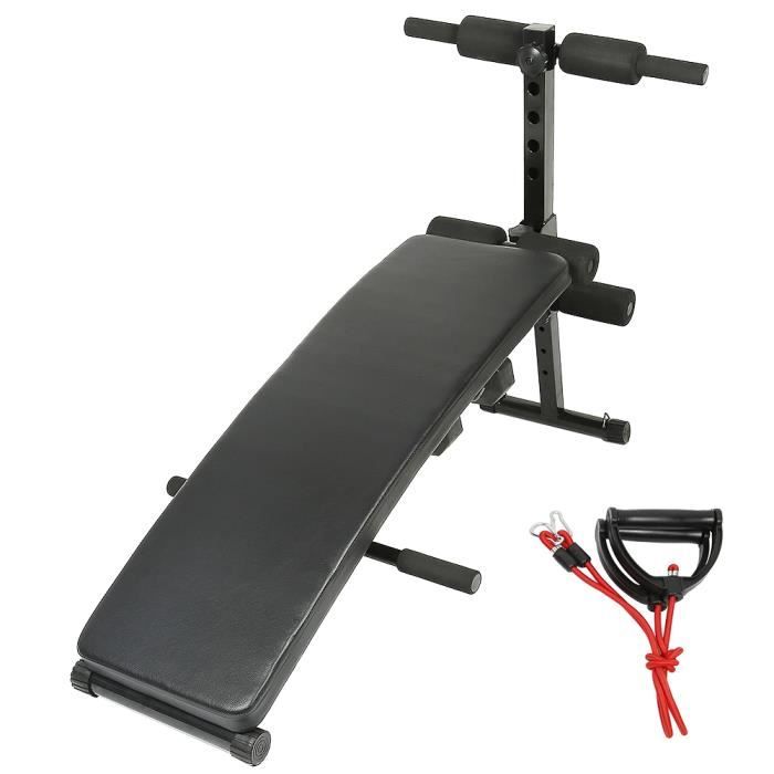 Banc de musculation CASNELY Banc à Abdominaux avec 2 Haltères et 2 Cordes - Noir