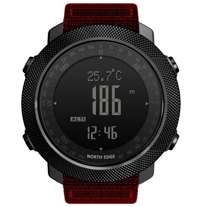 NORD EDGE APACHE Sports De Plein Air Montre Intelligente Métal Rétro-éclairage - Rouge