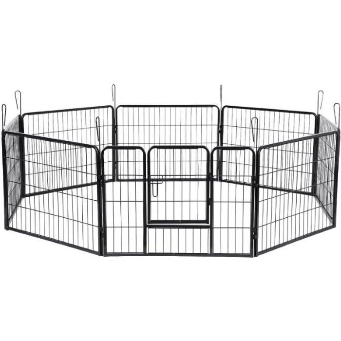 Parc enclos cage pour chiens chiots animaux de compagnie 163 x 163 cm noir 3712019