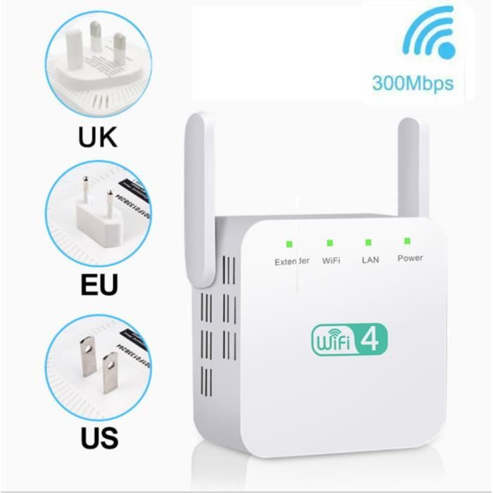 Extension de portée WiFi 300M, amplificateur de signal WiFi et répéteur - amplificateur sans fil Sji Zua 12