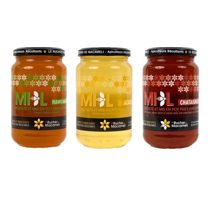 Lot de 3 miels - Monts du Lyonnais - pot 500g