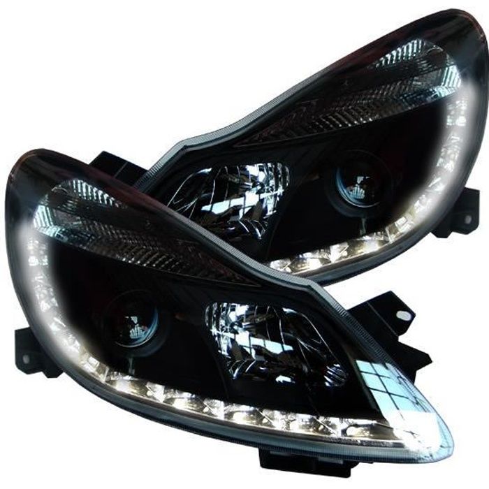 phares à LED diurnes, DragonLights, noir OPEL CORSA D 06->> noir pour: Opel Corsa D 3/5 portes 06-10