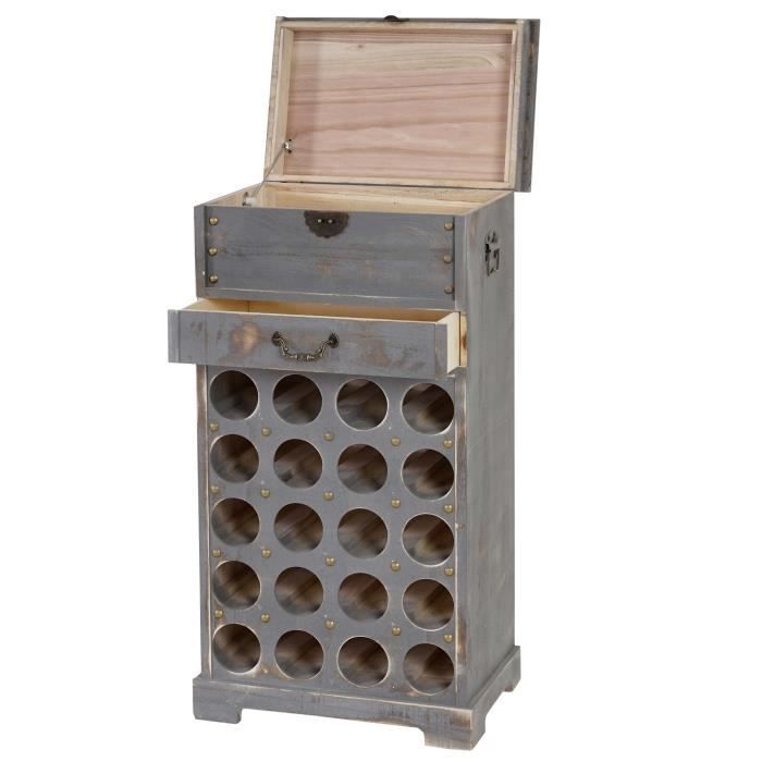 Etagère à vin Lucan pour 20 bouteilles / mobilier de bois / style Shabby Chic ~ gris