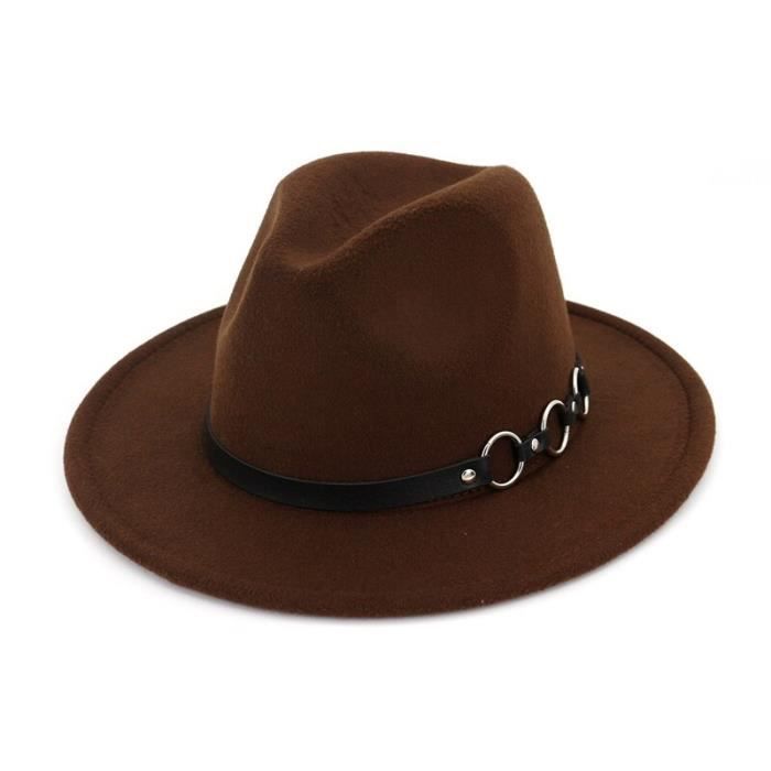 Coffee 56to58cm -QBHAT – chapeau en feutre de laine pour femmes et hommes, Style européen, Style Jazz, chapeau à large bord, Panama,