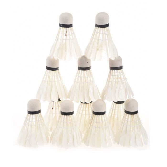 Regail 12Pcs Formation Blanc Plume de sarcelle Volants de badminton pour la Pratique et Jeux Casual
