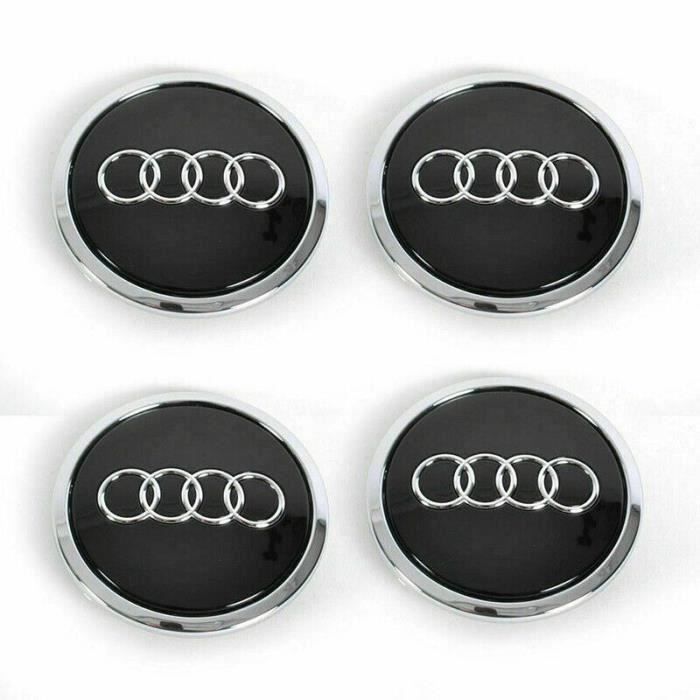 4pcs 69mm noir enjoliveurs de moyeu de roue noire emblème de logo chromé pour Audi A3 A4 A5 A6 S4 LBQ71
