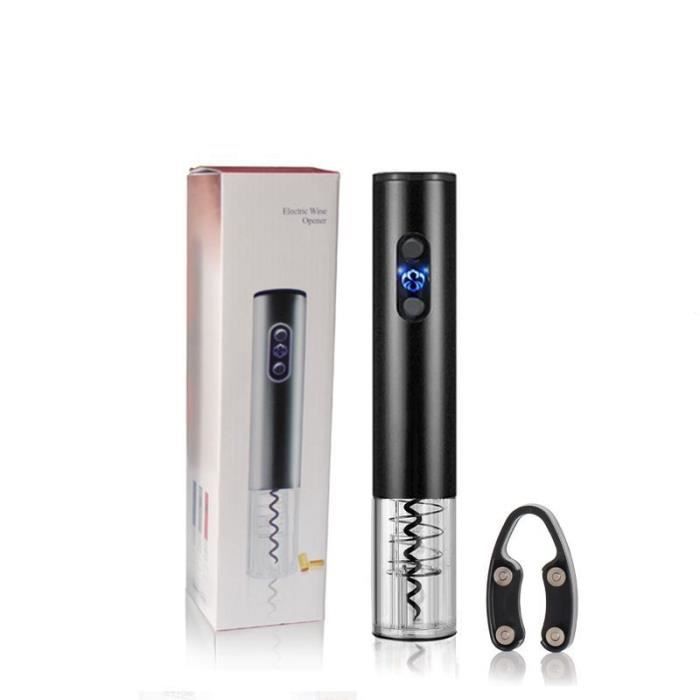Tire-Bouchon,Ouvre bouteille électrique Rechargeable avec coupe feuille et chargeur ouvre bouteille - Type Battery Power Black