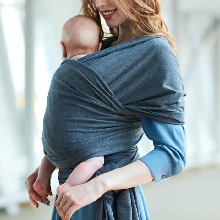Echarpe de portage réglable Porte bébé Gris fonce