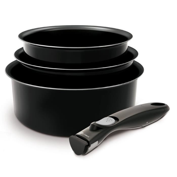 BACKEN 181101 -Set de casseroles - 4 Pièces Noir -Tous Feux Dont Induction