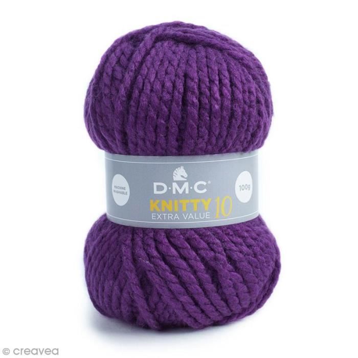 Laine Knitty 10 DMC - 100 g Laine Acrylique XL Knitty 10, de DMC :Coloris: Aubergine 840Matière : 100 % acrylique Poids : 100 g