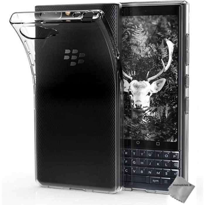 Coque silicone gel fine pour Blackberry Key2 LE + film ecran - TPU TRANSPARENT