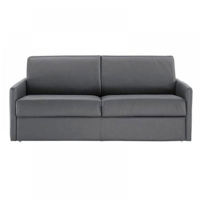 Canapé lit 3 places SUN convertible EXPRESS 140cm polyuréthane gris graphite matelas épaisseur 16cm gris Cuir Inside75