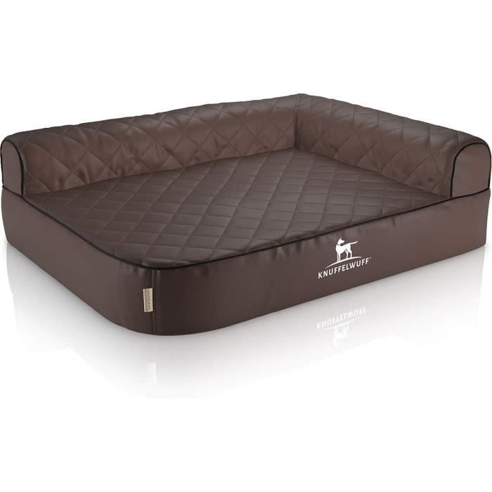 Knuffelwuff Winslow panier orthopédique, similicuir, accoudoir à droite, XXL, marron