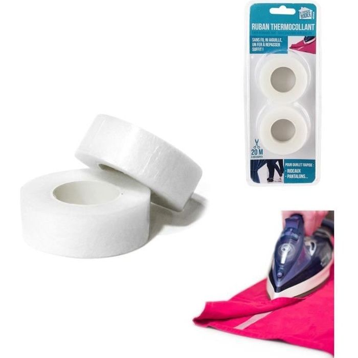 Ruban Thermocollant Blanc Ourlet 20m - Autocollant Pantalon Vêtement - 030