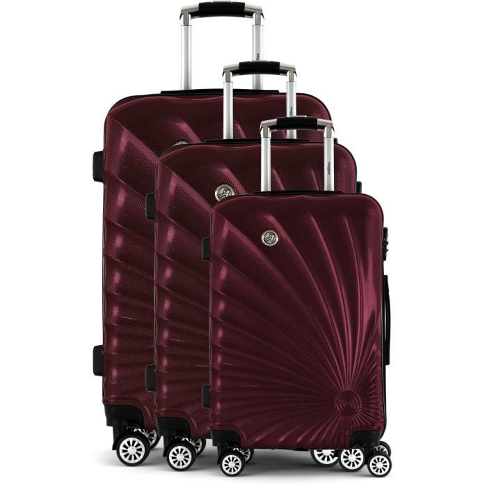 MANOUKIAN Set de 3 Valises Polycarbonate 8 Roues Bordeaux