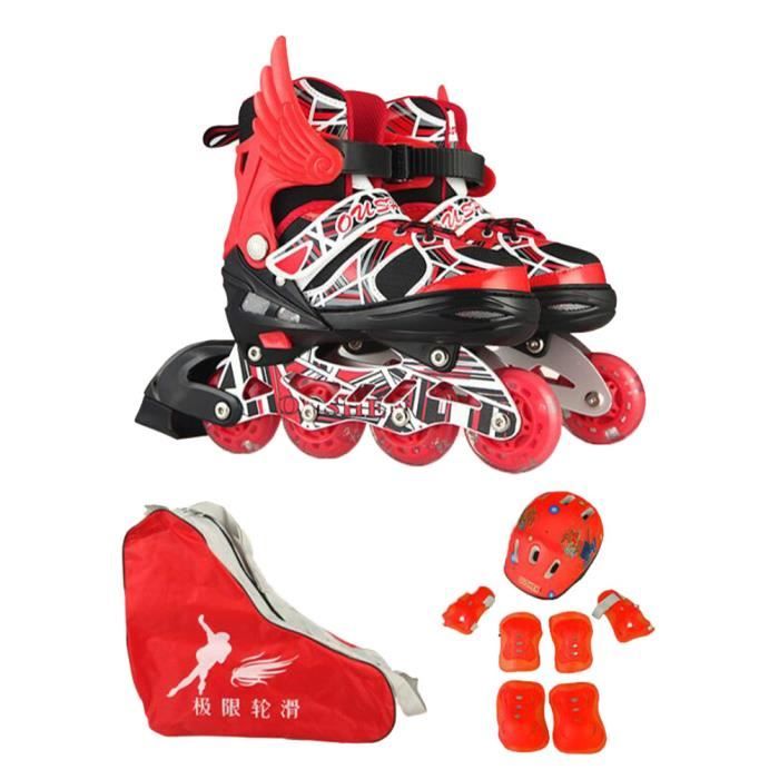 Roller In Line Homme Rollers Embourré Patins à Roulettes Réglable,Rouge