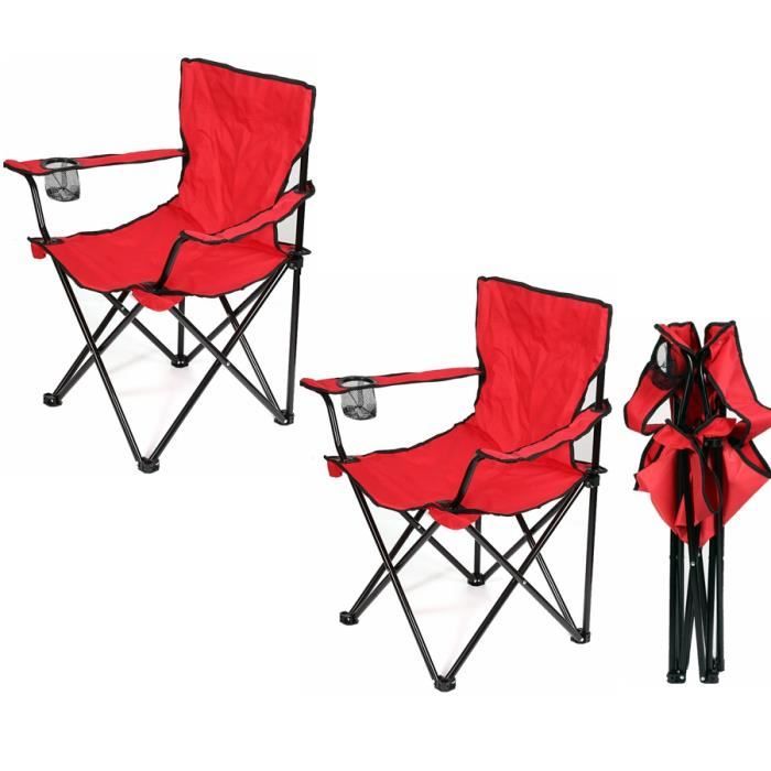 OOBEST® Rouge Chaise Pliant Fauteuil Pratique Pour Camping Pêche