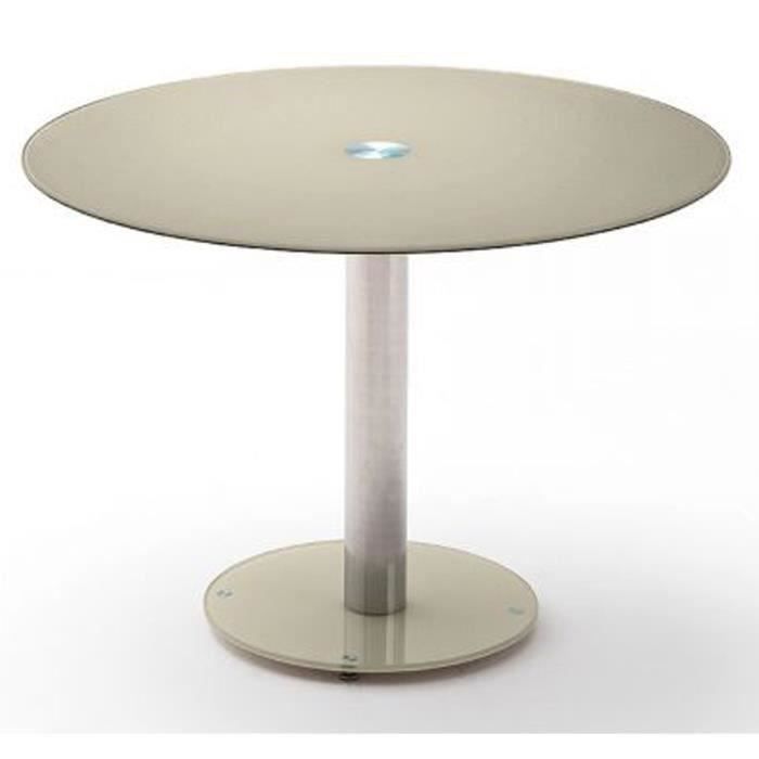 Table à manger en métal et verre de sécurité taupe - L.100 x H.77 x P.100 cm