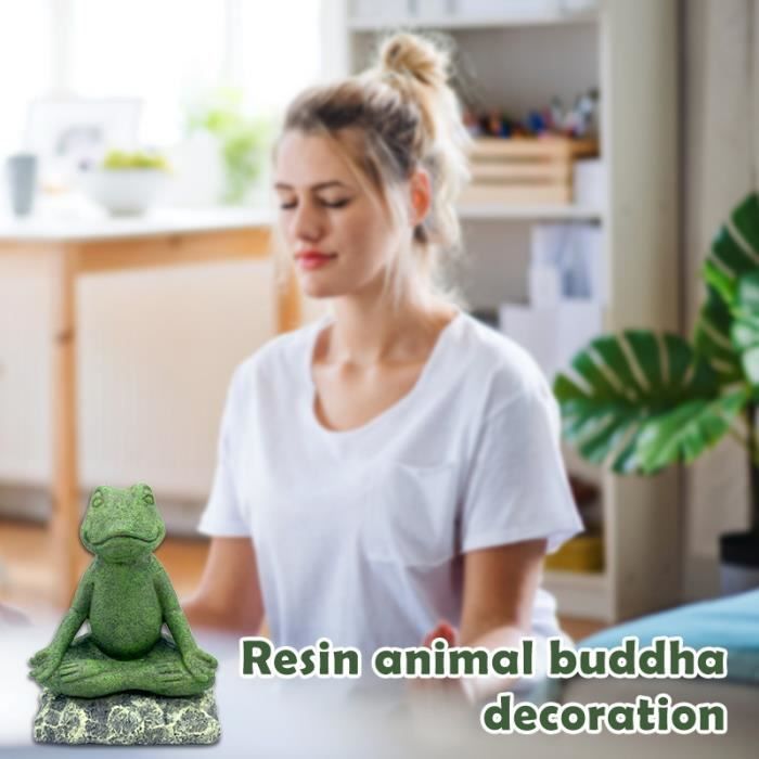 Statue de grenouille de méditation de yoga, décoration d'art, statue d'animal en résine, figurine décorative assise en méditation