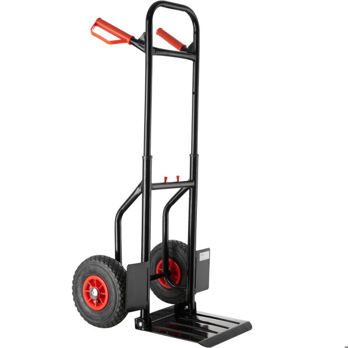 TECTAKE Chariot de Transport, Diable de Manutention Charge 100 Kg Pliable en Acier Roues Pneumatiques 53 cm x 49 cm x 112,5 cm Noir