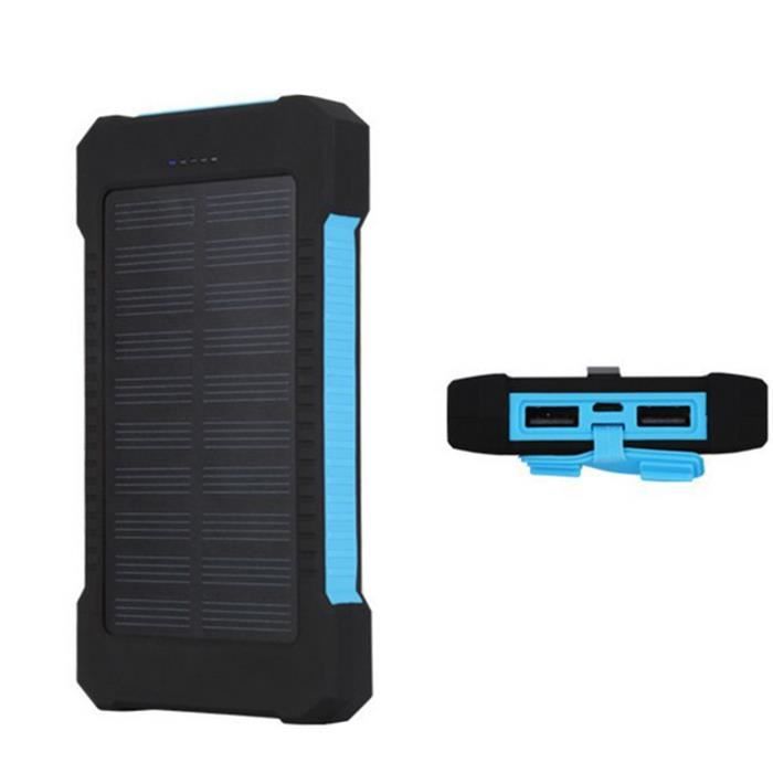 TD® Banque de puissance Banque de puissance extérieure Banque de puissance solaire Chargeur téléphone portable Charge solaire Bleu