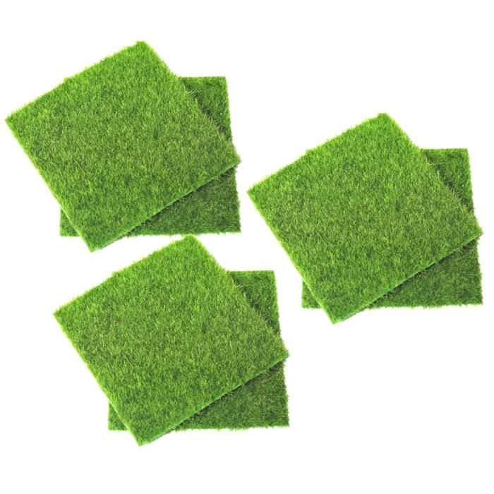 6 pcs Gazon Artificiel Sûr Mousse Décorative Décoration Simulation Pelouse Miniature Ornement pour Patio Jardin BASKET