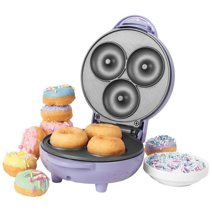 Machine à beignets - PETRA - PT4698PPVDEEU7 - 550 W - Plaques antiadhésives - Compact 3 beignets Violet Pastel