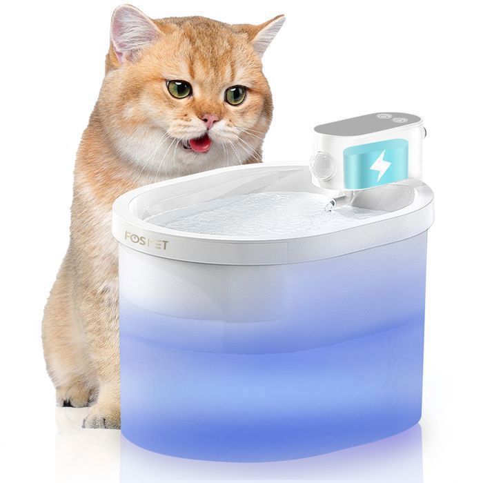 Comparer les prix de FOSMET Fontaine à Eau pour Chat Chien à Pile 2.5L, Capteur de Mouvement, 3500mAh 45 Jours d'alimentation, Pompe Silencieuse/ Filtre