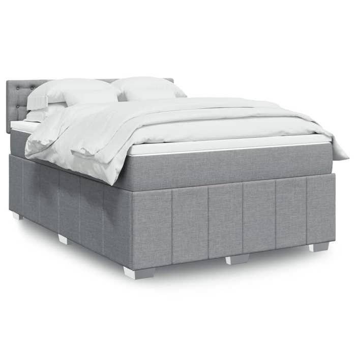 vidaXL Sommier à lattes de lit avec matelas Gris clair 140x190cm Tissu 3289377
