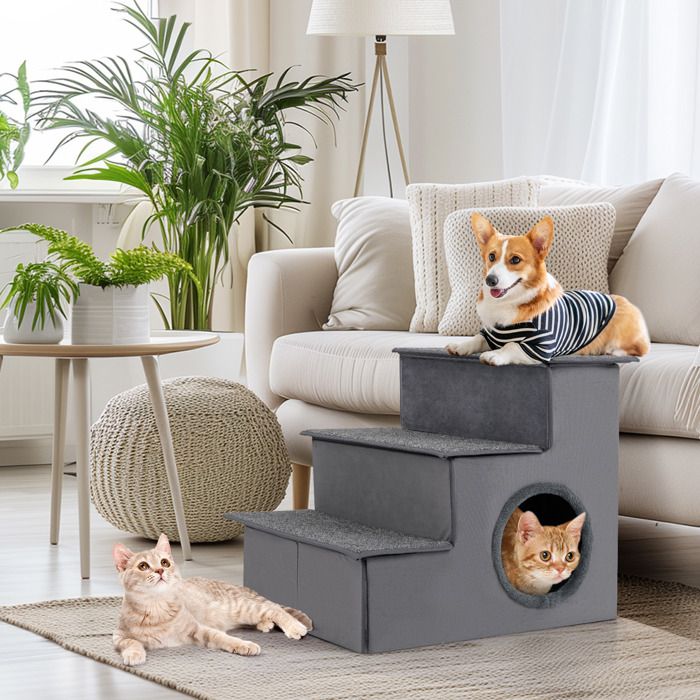 Comparer les prix de GOPLUS Escalier pour Animaux Domestiques Échelle à 3 Marches pour Chiens Panier Douillet pour Chats Surface et Fond