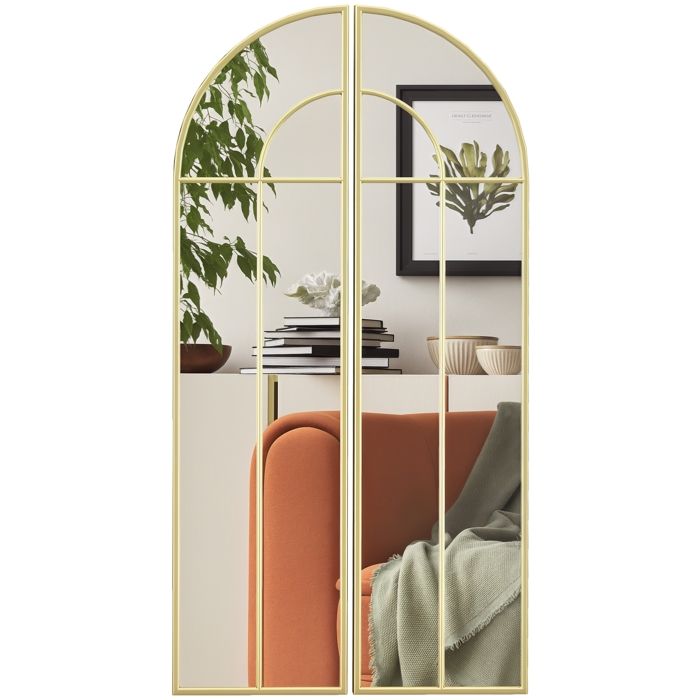 Miroir mural arc - HOMCOM - 60 x 120 cm - cadre métallique - pour salon chambre couloir - ton doré