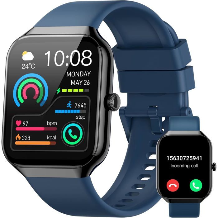 Montre Connectée Bebinca 1,69" - Répondre Aux Appels - 28 Modes Sport - Fréquence Cardiaque SpO2 - étanche IP68 - 4