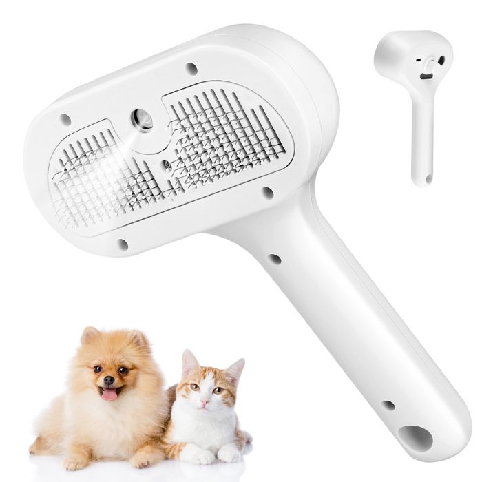 Comparer les prix de TTLIFE Brosse Chat Brosse Vapeur Chat Poil Long ou Court pour Chiens Lapins Rechargeable Idéal Pour MassageSoinBlanc