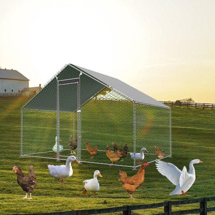 Comparer les prix de Poulailler extérieur 3.03x2x2m - Serrure sécurité + Toile PE imperméable - Enclos métal pour poules lapins petits animaux