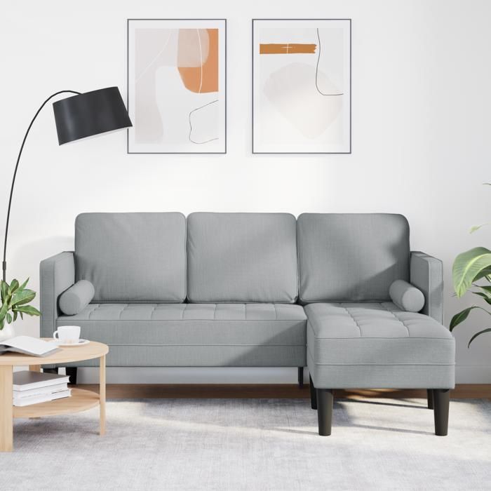 Moderne Canapé 3 places L gris clair 160 cm en tissu - Canapé salon Mode @FR(822764)