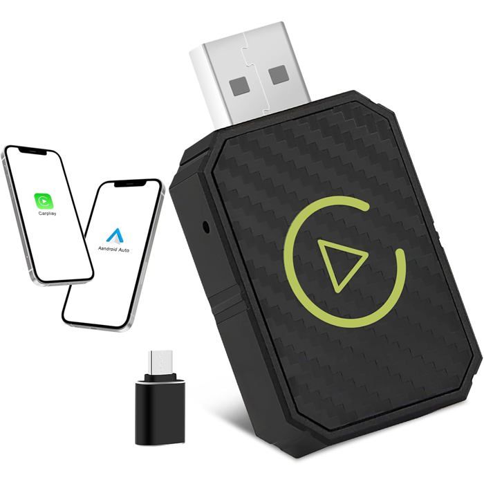 Clé CarPlay Sans Fil Universelle - Adaptateur Bluetooth 5.0 Et WiFi 5G Pour Tous Véhicules Avec Port USB C
